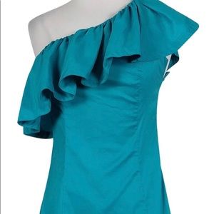 Beautiful, fun, Turquoise ruffled top!